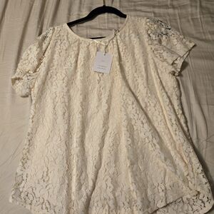LC Lauren Conrad Cream Lace Blouse